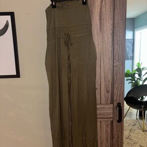 Fashion Nova Khaki Strapless Jumpsuit